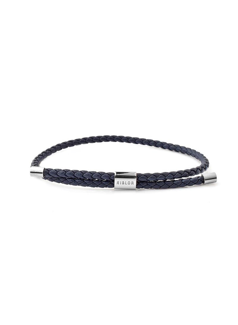 Riblor Danilo Leather Bracelet Navy Blue - Image 1